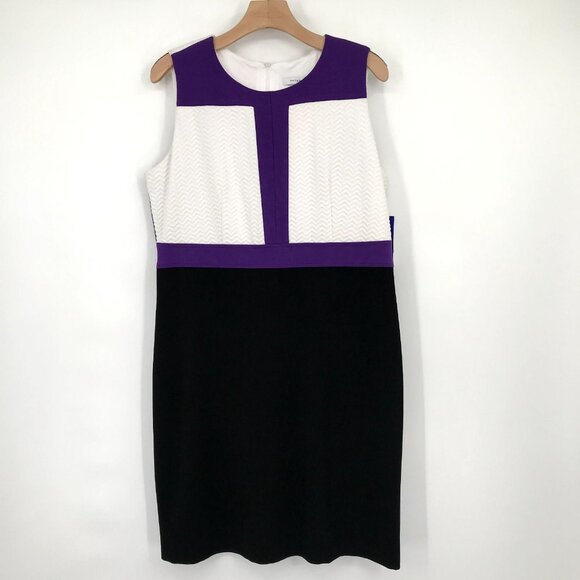 Peter Nygard womens Sleeveless  Dress purple black color block size 12 new $89 - Picture 2 of 6